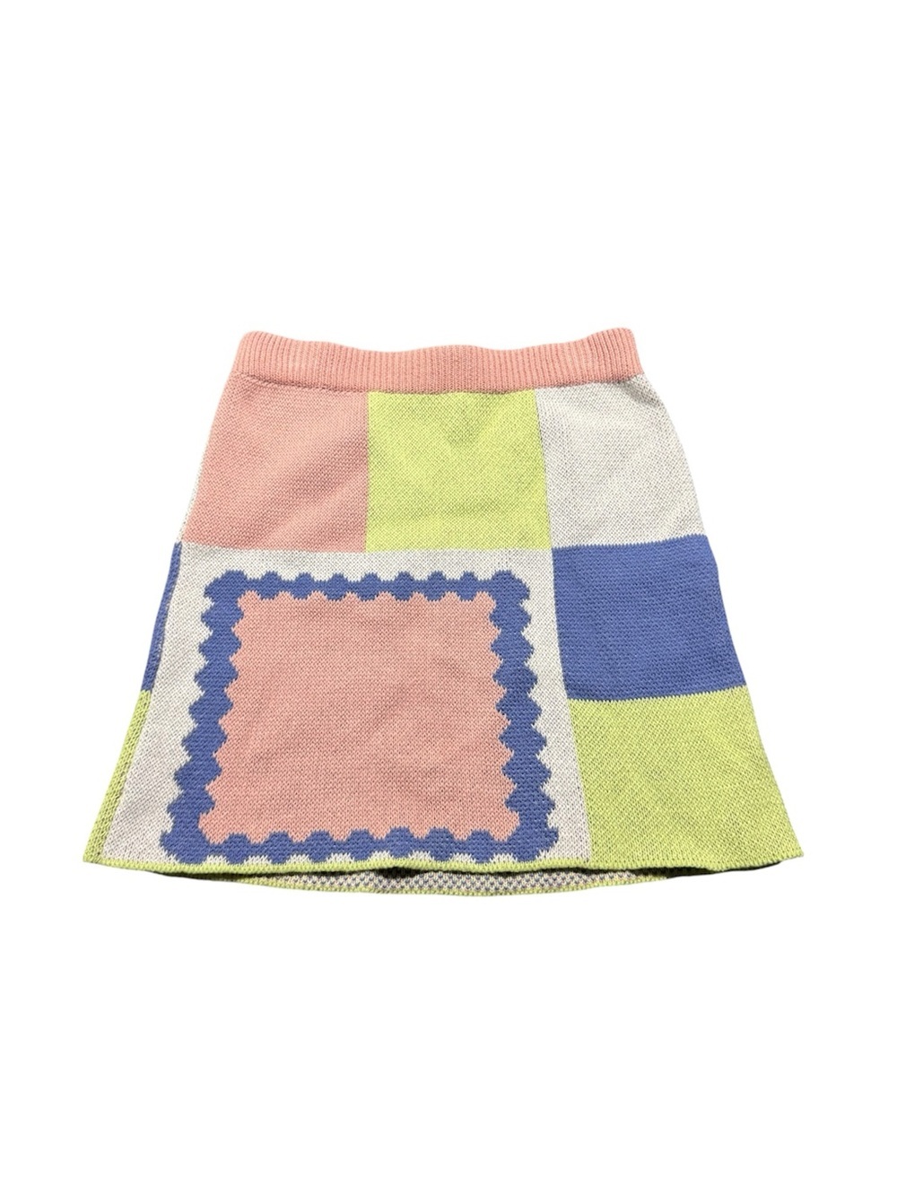 Truce Colorblock Knit Mini Skirt Pastel Pink Green Blue Size 10